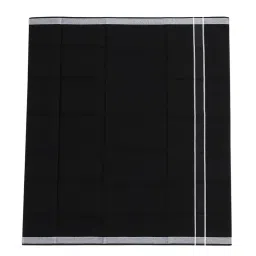 fiber looms Men's polycotton Dhoti - Black Silver Border - 2 Meter - Ready To Wear image 2