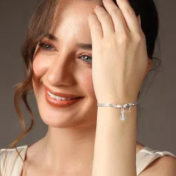 akshat sapphire 92.5% pure Sterling Silver Designer Bracelet with Charm Sai Baba for Girls and Women image 1