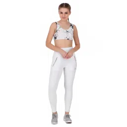 styleso Solid Yoga Pants for Women High Waisted Stretchable Workout Jeggings with Pockets. (XL, White) image 5