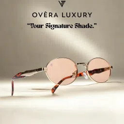 lm eyewear OVERA LUXURY Oval Metal Sunglasses for Men & Women | UV400 in Golden-Orange, Green, Brown & Silver-Black” image 2