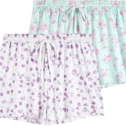 kunjus Women's Lounge Shorts Night Wear Shorts Pack of 2, Multicolor, Drawstring Waist image 3