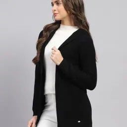 monte carlo Womens Self Design Front Open Wool Blend Cardigan Black image 1