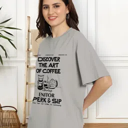 ausk Oversized T-Shirt for Women || Graphic Printed Loose fit Womens Tshirts image 3