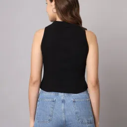 funday fashion Women's Solid Ribbed Crop Tank Regular Fit Top For Women's image 1