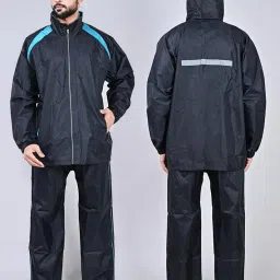 rupa Mens Rainwear For Men, Waterproof Nylon Blended Rain Standard Length Jacket With Pants And Carry Bag, Pack Of 1 image 2