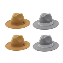 myaddiction 4pcs Church Fedora Hat Ribbon Band Belt Winter Outdoor Light Gray Beige image 2