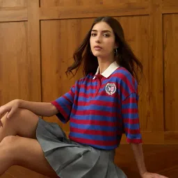 u.s. polo assn. Women Reglar Fit Horizontal Striped Polo Shirt (UWAW25PTS372_Yarn Dyed_L) image 1