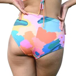 tfw Printed High-Waist Bikini Bottom for Ladies, Pull-on Swimwear, Beachwear, Full Coverage image 1