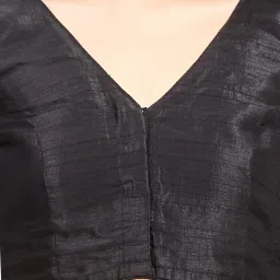 studio shringaar Women Readymade Raw Silk V Neck Saree Half Sleeve Blouse image 5