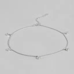 zavya 925 Sterling Silver Cubic Zirconia Gentle Rhodium Plating Chain Anklet (Single) | Gift for Women & Girls | With Certificate of Authenticity & 925 Stamp image 3
