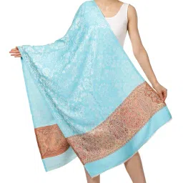 pashtush Women's Soft Bamboo Scarf, Casual Shawls, Stoles, Wraps (size 70 x 200 cm) (Aqua) image 4