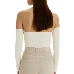 sightbomb Off Shoulder Feather Touch Microfiber Corset Tops for Women image 1