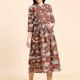 momtobe Women's Fit and Flare Calf Length Dress image 2
