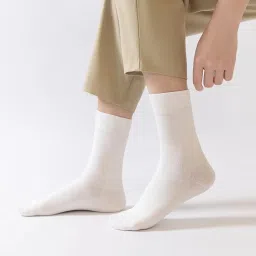 uparel Mid-Calf Length, Crew Length, Pure Cotton Plain Solid White Formal Socks For Men and Boys - Pack of 6 Pairs, Free Size image 1