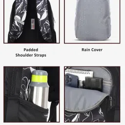 lavie sport Esther 35L Black Backpack | Fits Upto 15 Inch Laptop | Organizer & Bottle Holder |Rain Cover | Gift for Men, Women, Boys, Girls | Laptop Sleeve for School & College image 5