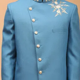 vastramay Men's Purple Silk Blend Sherwani Only Top | Classy And Elegant Sherwani in Imported fabric And Pearl work detailing. image 3