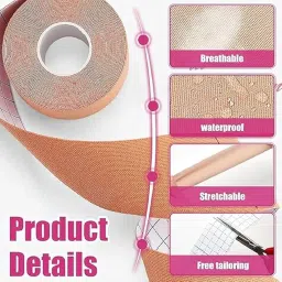 vyumik Boob Tape Kit - Instant Boob Tape with 10 Nipple Pasties for Fashion with 36 Strips Double Sided Tape for Clothes &1 Pair Reusable Nipple Cover for Women (Beige) image 1