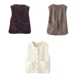 club bollywood The Style SutraWomens Fleece Vest Soft Comfortable Warm Sleeveless for Autumn Spring Coffee|Clothing Shoes & Accessories | Womens Clothing | Coats & Jackets image 5