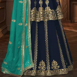 jinimart Women's Georgette Semi Stitched (SF171433 Blue Free Size) image 5