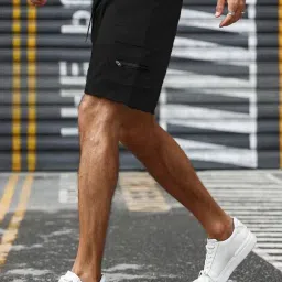 smowkly Men's Cotton Casual Relaxed Loose Fit Camo Cargo Shorts || Drawstring & Elastic Waist Multi Pocket Summer Beach Hiking Outdoor Work Half Pant image 3