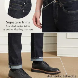 symbol premium Men's Slim Fit Selvedge Jeans (Cotton Stretch | Authentic & Crafted) image 1