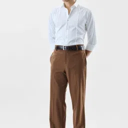 snitch Men Formal Luxe Trousers | Regular Fit Mid Rise Flat Front Design | Premium Polyester Blend with Medium Stretch & Smooth Texture for Office & Club Wear image 2