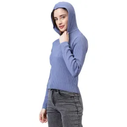 latin quarters Women's Blue Full sleeve Pullover Sweater Top image 2