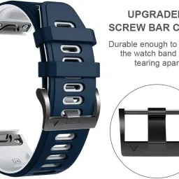 Zitel® Watch Band Compatible with Garmin Fenix 7X, Fenix 6X/6X Pro, Fenix 5X/5X Plus, Fenix 3/3 HR, Descent MK1, D2 Delta PX, D2 Charlie, 26mm Sport Strap (Blue/White) image 2