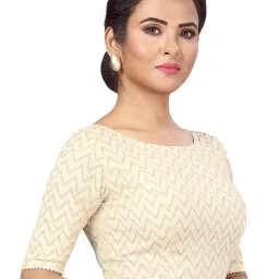 studio shringaar Women's Readymade Pure Cotton Woven Elbow Length Sleeves Saree Blouse image 2