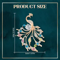 cartshopper Colorful Peacock Brooch for Women,Girls Rhinestone Gold Plated Bird Lapel Pins,Peacock Brooch Pin,Crystal Bird Animal Brooches Lapel Pins for Dress, Blazer, Shawl image 1