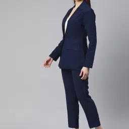 cottinfab Solid Navy Lapel Collared Blazer image 3