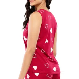 zeyo Women's Cotton Heart Printed Stylish Relaxed Night Suit Set Of Top & Shorts 5604 image 3