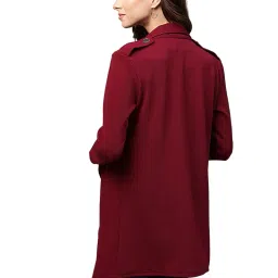 poshbery Maroon Solid Longline Waterfall Shrug image 2