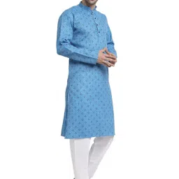 kraft india Men Cotton Floral Printed Kurta Pyjama Set image 3