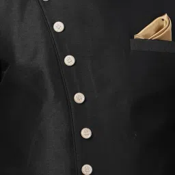 vastramay Men's Beige Silk Blend Sherwani Set image 3