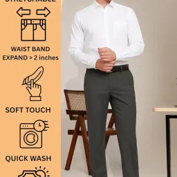 saintx Men's Premium Stretchable Formal Trouser with Techno Flex Waistband | Slim Fit | Italian Design | Triple Blend Special Fabric Pants | Office Wear/Executive Wear image 1