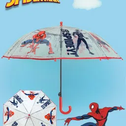 yellow bee Marvel Transparent Spider-Man Umbrella with Go Spidey Print for Boys, Multicolor, 4-8 Years image 1
