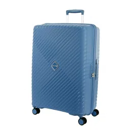 american tourister Diamo 79 CM Check-in Trolley Bag with Combination Non TSA Lock & 8 Wheels Hard-Sided PC Large Suitcase/Trolley Bag with Double Spinner Wheels/Luggage for Men & Women - Blue image 2