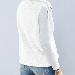 lomon Womens Fuzzy Sherpa Fleece Jacket Lightweight Vest Cozy Sleeveless Cardigan Zipper Waistcoat Outerwear with Pocket image 4