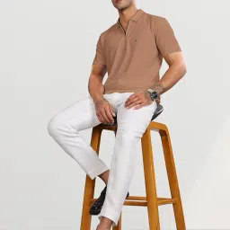 BULLMER Trendy Solid Zipper Collar/Polo Neck Plus Size Tshirt for Men | Men’s Polo T-Shirts in Plus Sizes only image 4