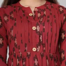 JASPRINE Women's Rayon Printed Maternity Kurti, Maroon Feeding Kurti with Zipper/Maternity Gown image 1