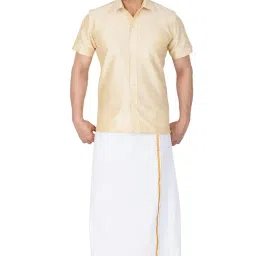 vastramay Men's Silk Blend Ethnic Shirt - Half Sleeves, South Indian Traditional Shirt for Weddings, Festivals, & Casual Wear image 4