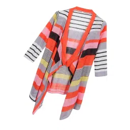 club bollywood LICHTS®Women's 3/4 Sleeve Irregular Stripe Open Front Shawl Kimono Cardigan Red XL |Clothing Shoes & Accessories | Womens Clothing | Sweaters image 5