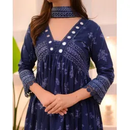 nermosa Women Printed Anarkali Kurta and Pant Set with Dupatta image 2