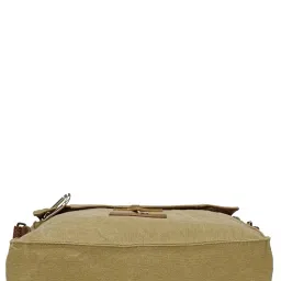 the house of tara Sturdy Cotton Canvas Messenger Bags for Men and Women | With two Magnetic Snap Buttons Flap Closure, Adjustable Body Strap & Multiutility Lobster Hook (Beige) image 4