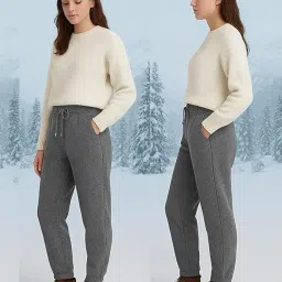 fashiol Women's Winter Woolen Plaid Check Pajama | Warm Fleece Lounge Trousers with Side Pockets | Thick Inner Fleece, Wide Leg Night Pants for Winter Wear image 3