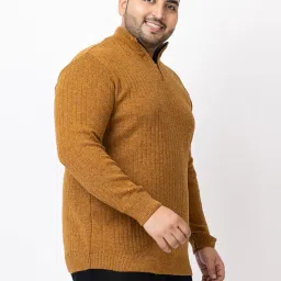 kvetoo Plus Size Men High Neck Zipper Full Sleeve Woolen Winter Sweater image 2