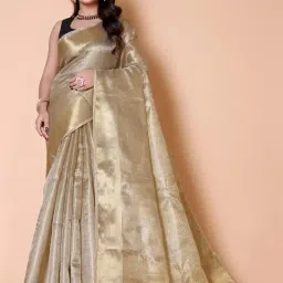 Traditional Nayanthara-Inspired Tissue Silk Banarasi Saree – Golden Elegance image 3