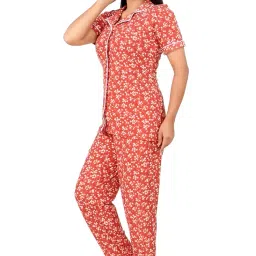 pipasa Women Night Suits - Night Dress for Women - Front Open Shirt & Pyjama Set - Nightwear for Women (NS3) image 1