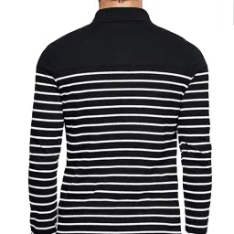 fanideaz Branded Mens Cotton Stripe Polo Full Sleeve T-Shirt image 3